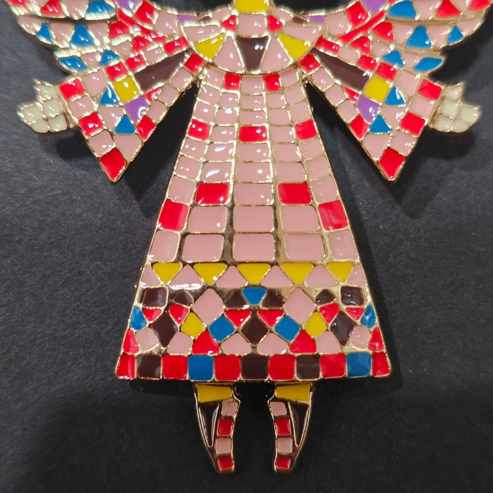 Angel Fairy Enamel Brooch Multicolor Enamel Mosaic Stained Glass Style Fairycore - Picture 6 of 6